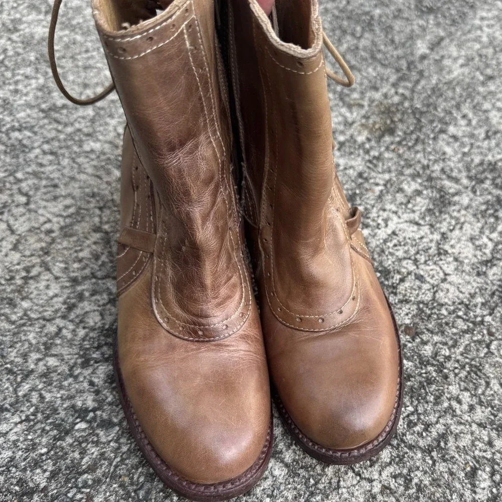 Bed Stu Cobbler Anthropologie Melinda Women 6 Lace Back Brown Distressed Leather